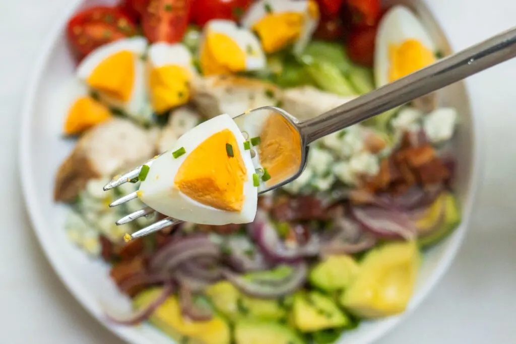 Cobb Salad with Egg on Fork