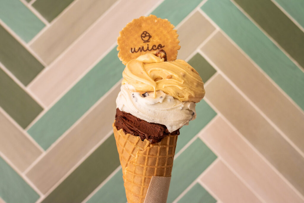 Gelato Cone with Wafer at Unico in Lisbon
