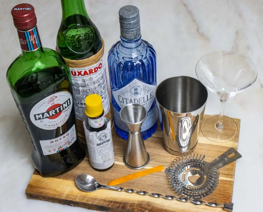 Items for Crafting a Martinez Cocktail