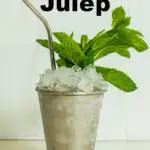 Pinterest image: mint julep with caption reading "How to Make a Mint Julep"