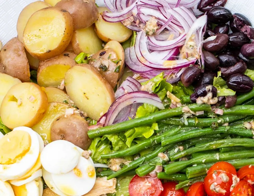 Potatoes and Haricots Verts in Salade Nicoise