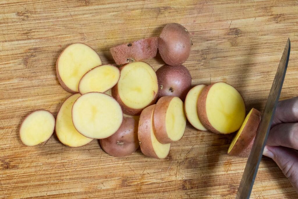 Slicing Red Potatoes