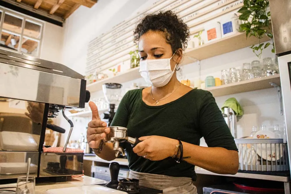 Barista with Mask at Melaleuca in Florence
