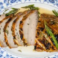 Pork Loin Roast with Rosemary on Plate