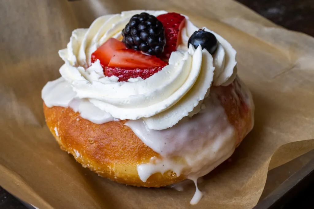 Berries and Cream Donut at District Donuts in New Orleans
