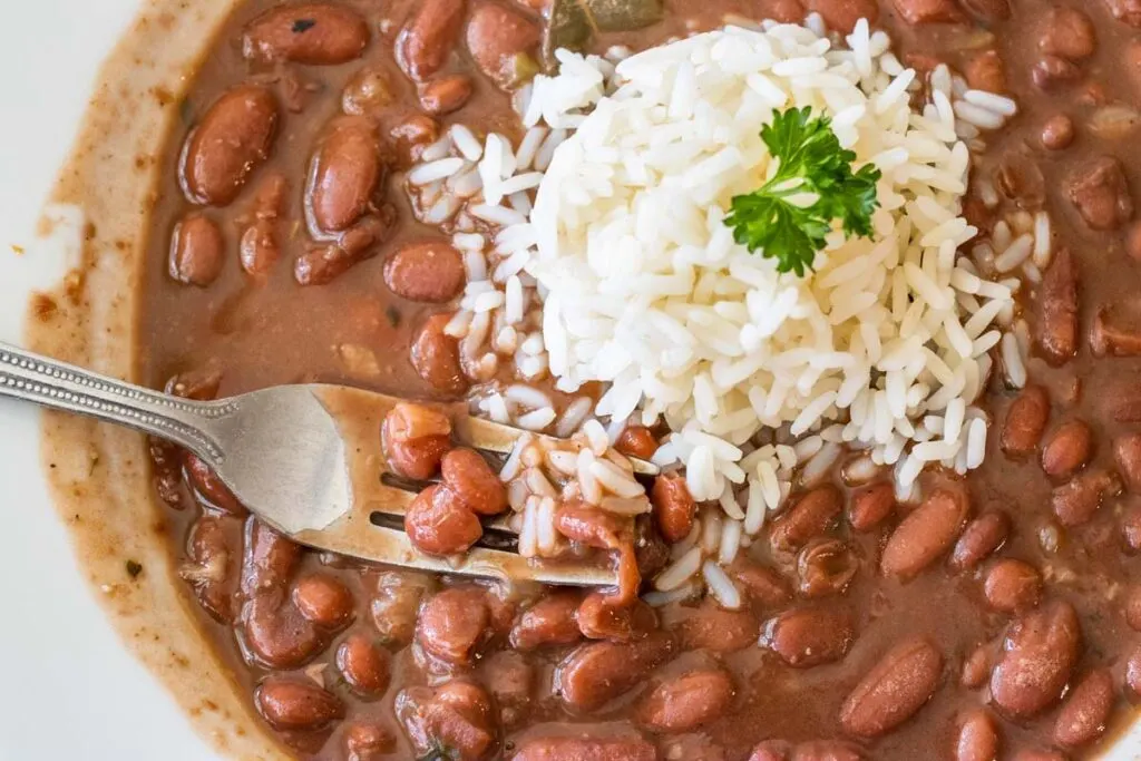 Fork in Red Beans and Rice at Willie Mae's