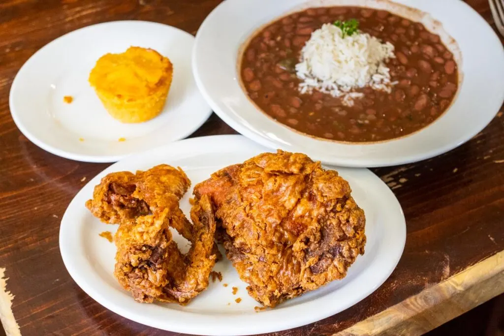 Fried Chicken Red Beans and Corn Bread at Willie Mae's