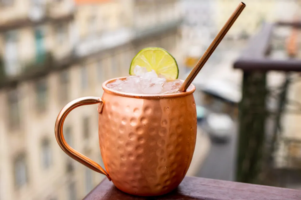Moscow Mule with Straw on Ledge