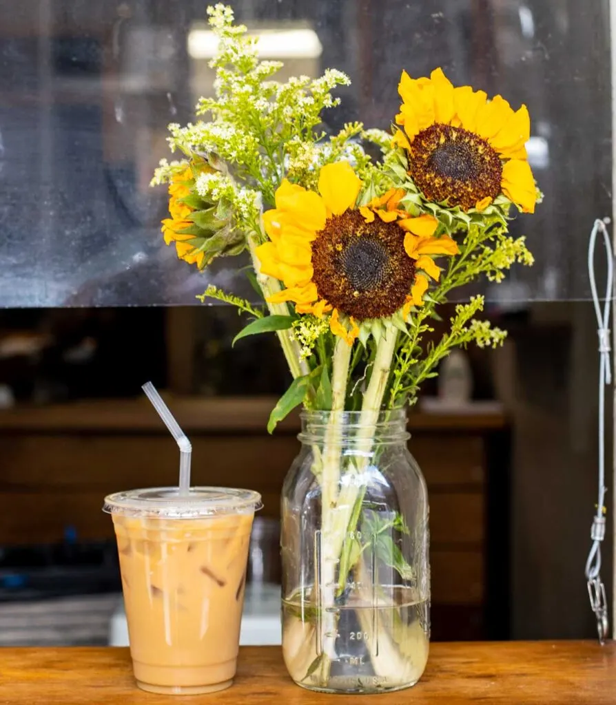 Coffee and Flowers at Spitfire Coffee in New Orleans