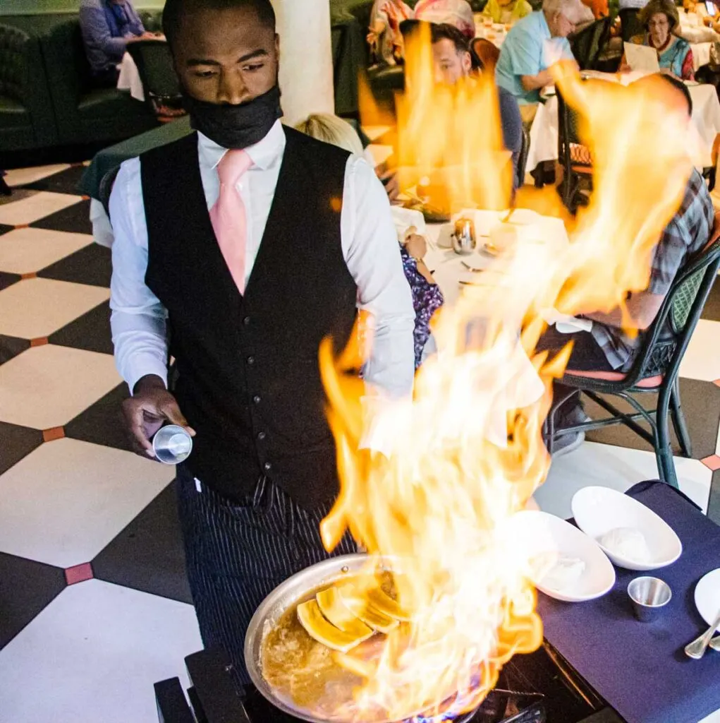 Flaming Bananas Foster at Brennans in New Orleans