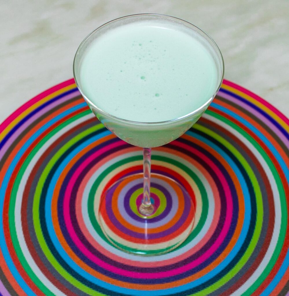 Grasshopper Cocktail on Colorful Plate