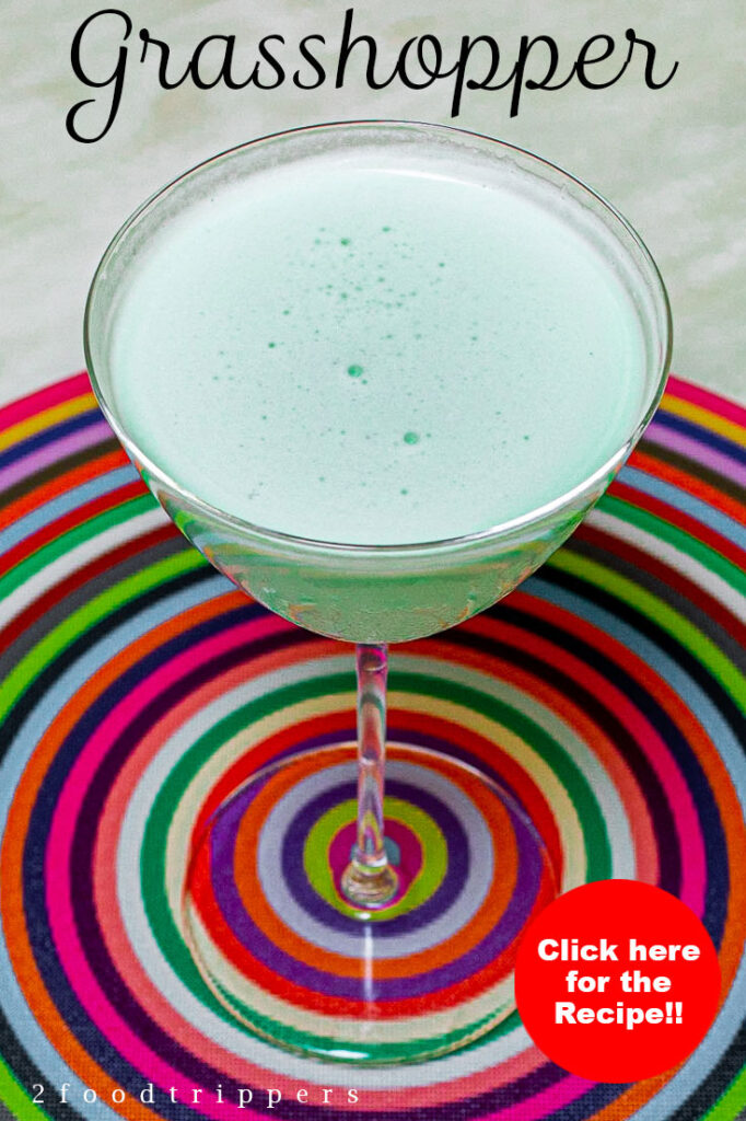 Pinterest image: grasshopper cocktail with caption reading "Grasshopper"