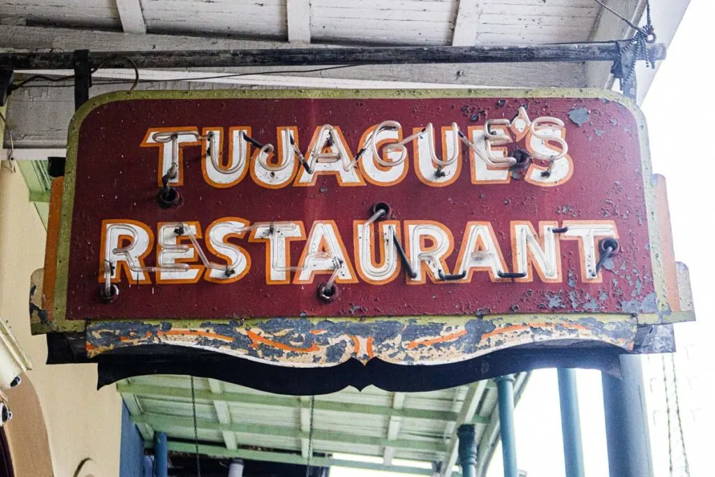 Old Tujagues sign in New Orleans