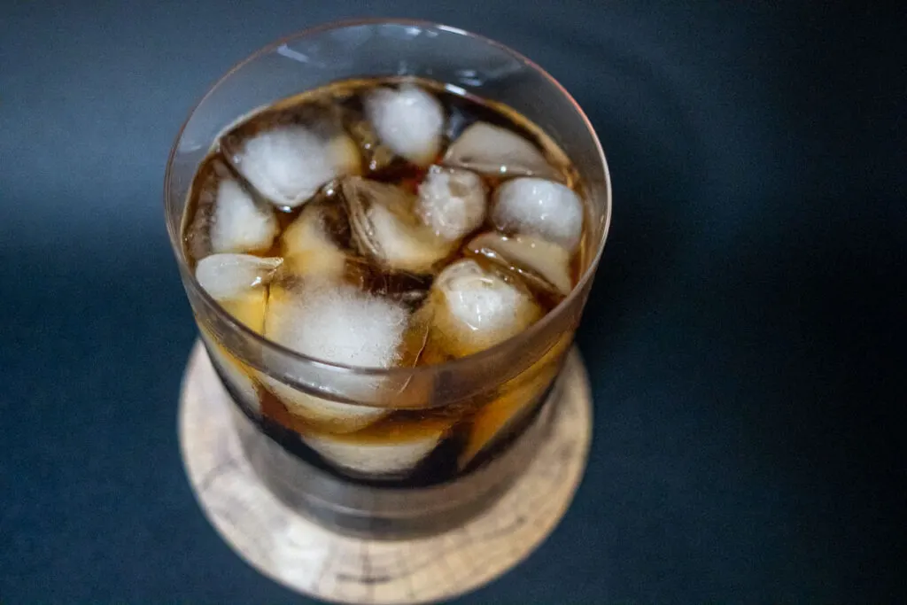 Black Russian Cocktail with Black Background