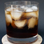 Pinterest image: black russian cocktail with caption reading "Black Russian Cocktail Recipe"