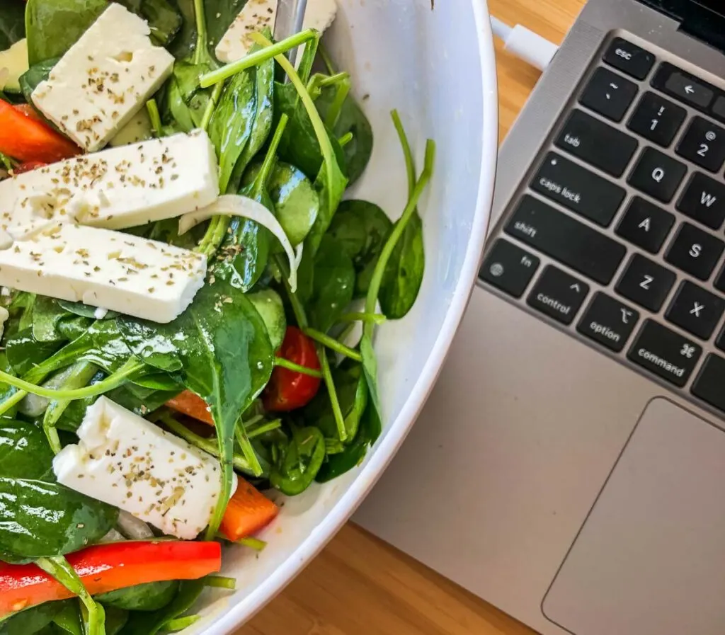 Salad and Laptop