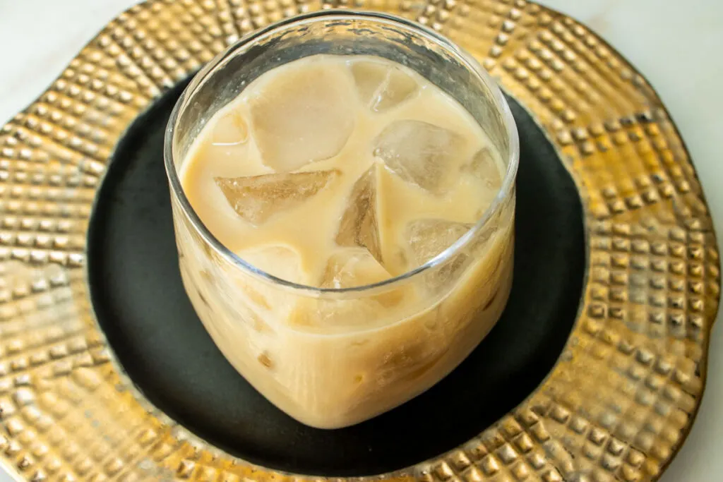 White Russian on a Black and Gold Plate