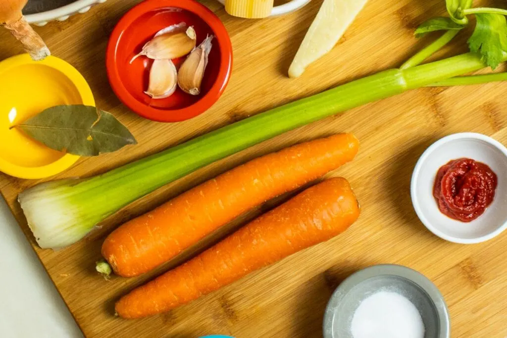 Bay Leaf, Celery, Carrot and Tomato Paste for Pasta alla Genovese Recipe