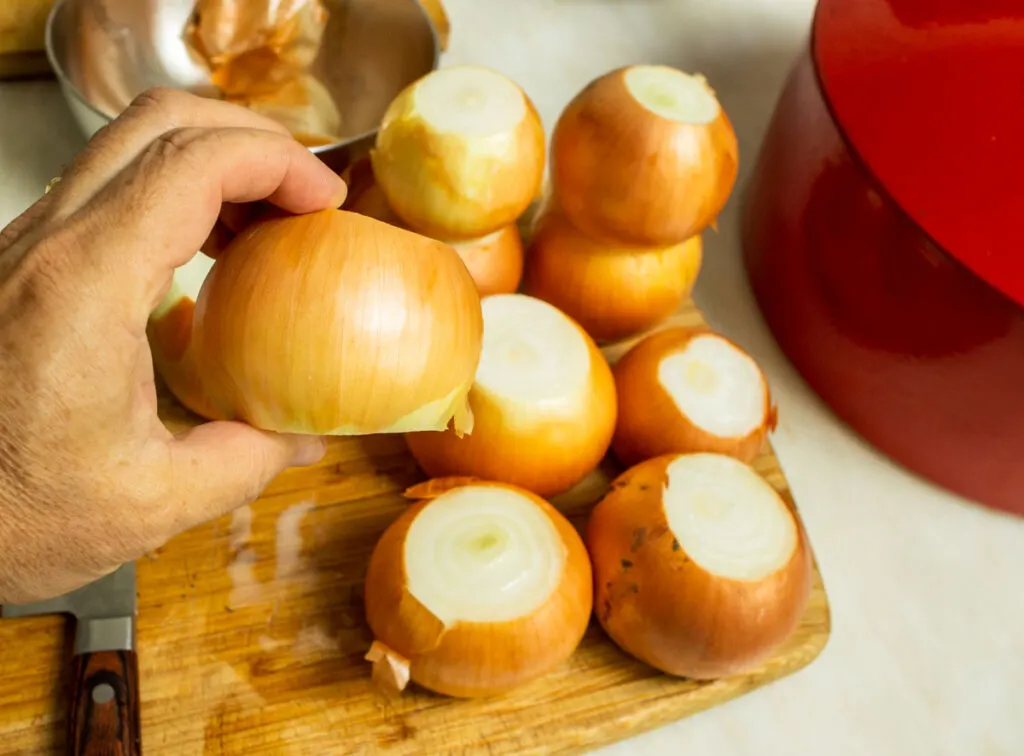 Poling Onion Ends for Pasta alla Genovese Recipe