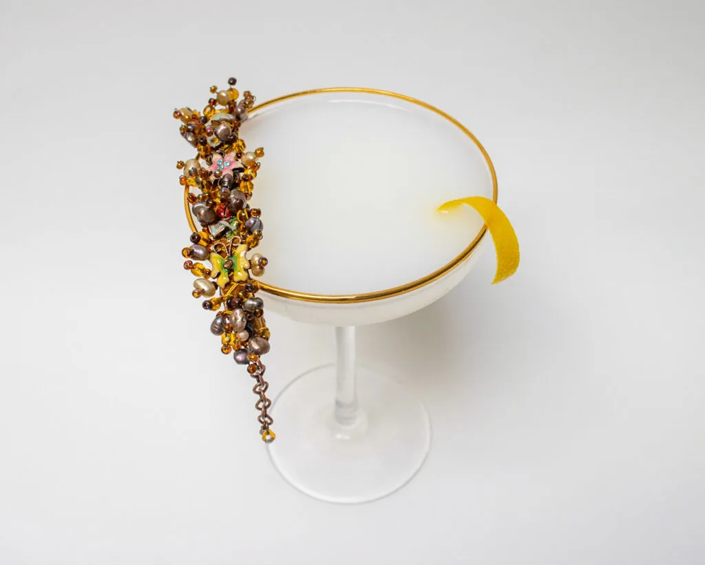 White Lady Cocktail with Bracelet on Rim