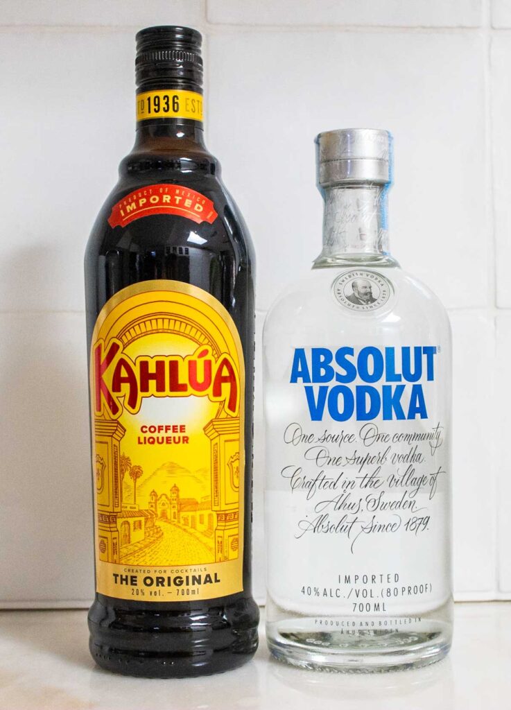 Kahlua and Asolut Vodka Bottles