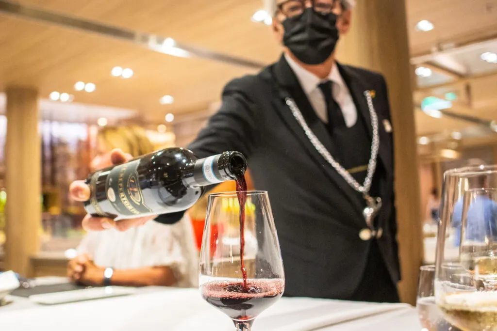 Sommelier on the Costa Smeralda Cruise Ship