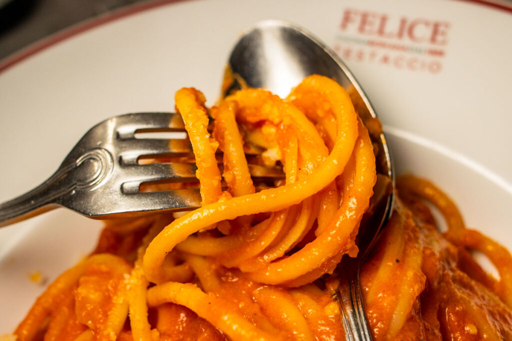 Amatraciana and Fork at Felice in Rome