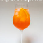 Pinterest image: photo of Aperol Spritz with caption reading "How to Make an Aperol Sprtiz"