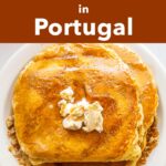 Pinterest image: photo of pancakes with caption reading "American Foods We Can't Find in Portugal"