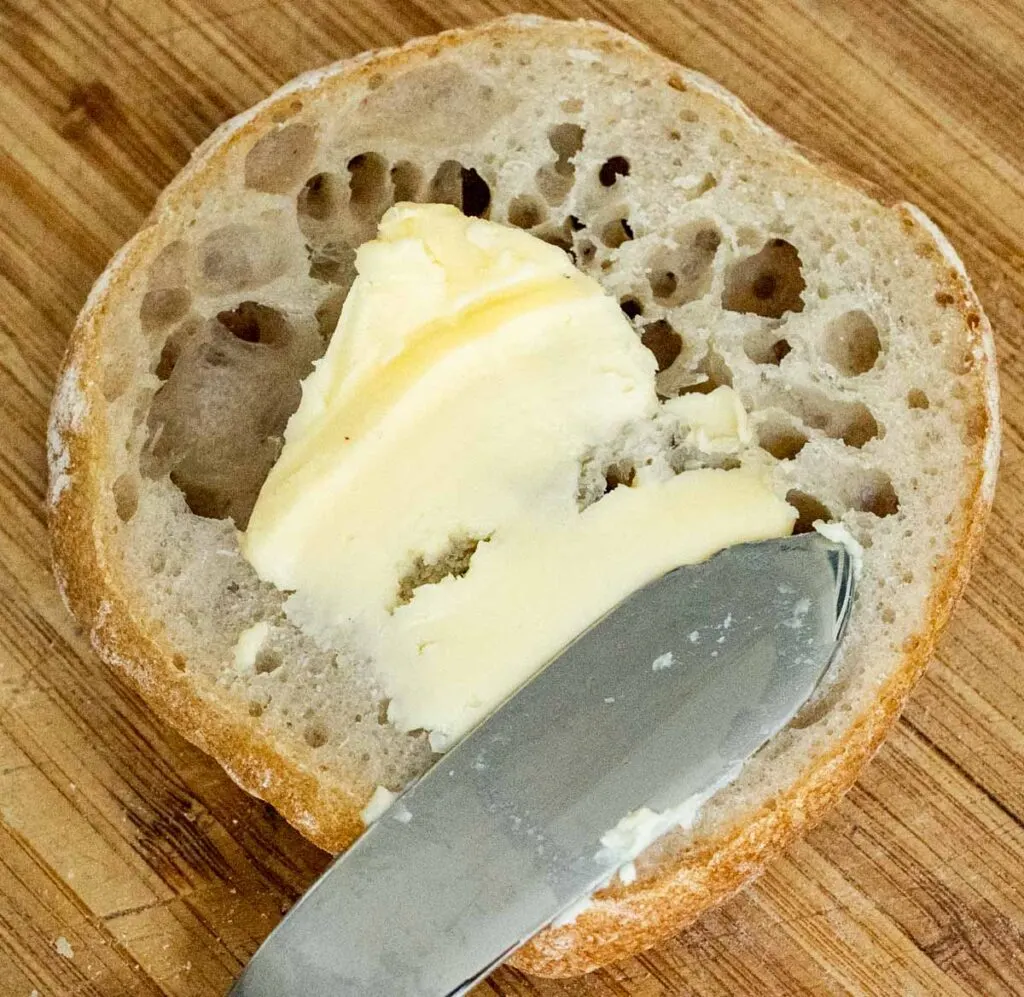 Buttering Bread for Danish Morning Bun Recipe