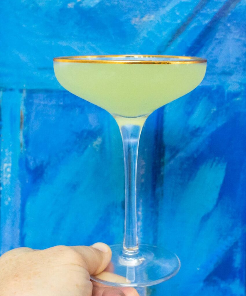 Last Word Cocktail with Blue Background