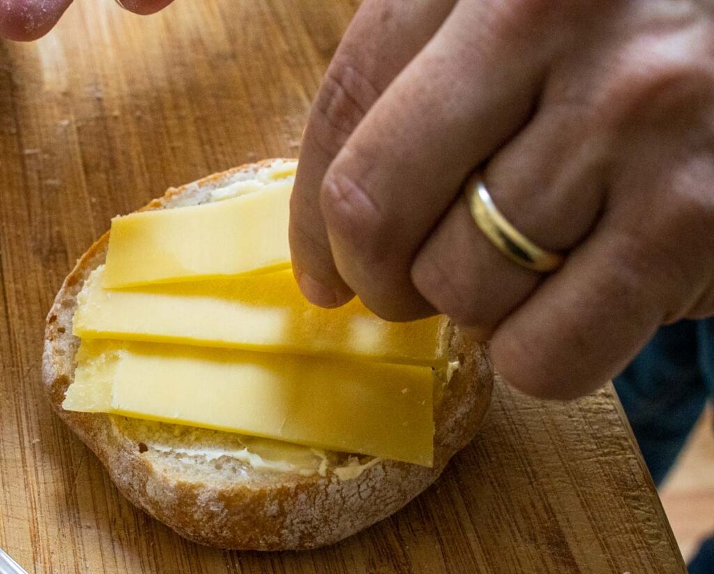 Placing Cheese on Danish Morning Bun