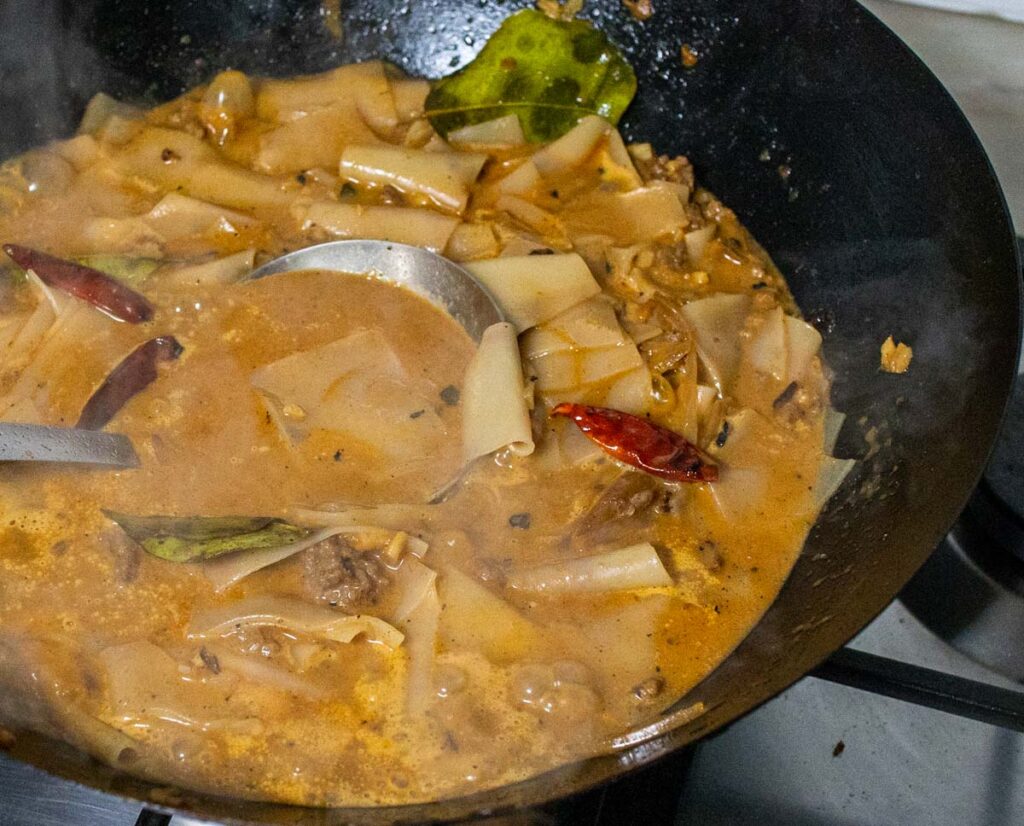 Thai Panang Curry Noodles in Wok