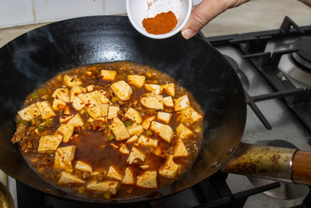 Adding Chili to Mapo Tofu