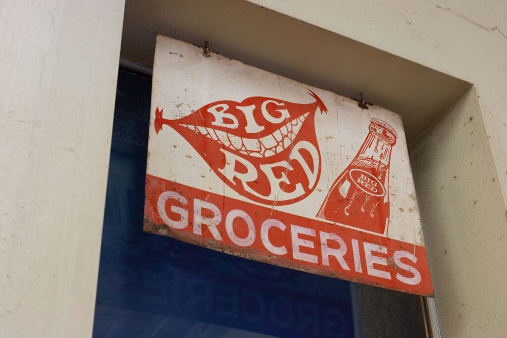 Big Red Groceries Sign in Lockhart TX