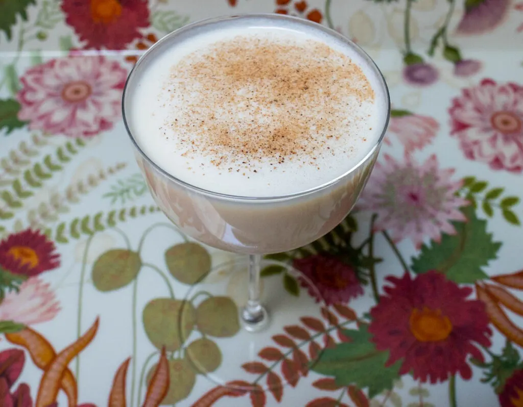 Bourbon Milk Punch on Floral Tray
