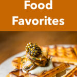 Pinterest image: photo of a waffles with caption reading "Copenhagen Food Favorites"