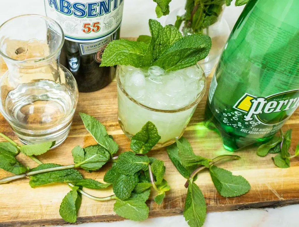 Crafted Absinthe Frappe with Mint Leaves