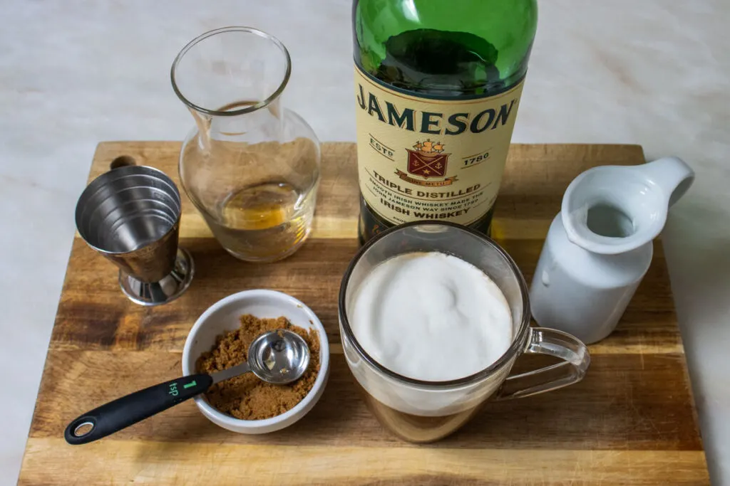 Crafted Irish Coffee with Ingredients