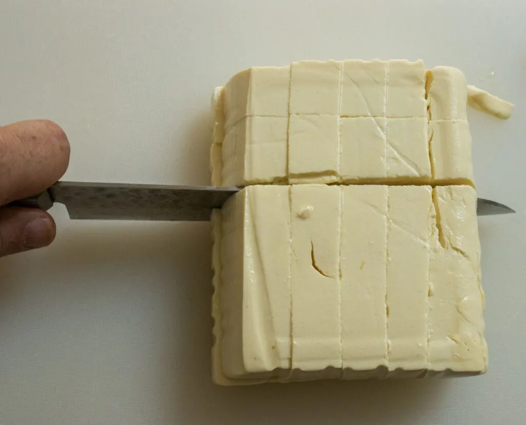 Cubing Tofu for Mapo Tofu