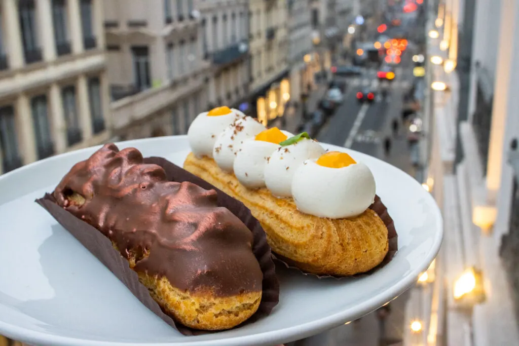 Eclairs from Les Eclaireurs Patissiers over Lyon street