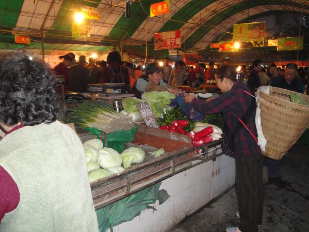 Produce Vendors at a Chengdu China Night Market