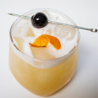 Whiskey Sour with White Background from Above