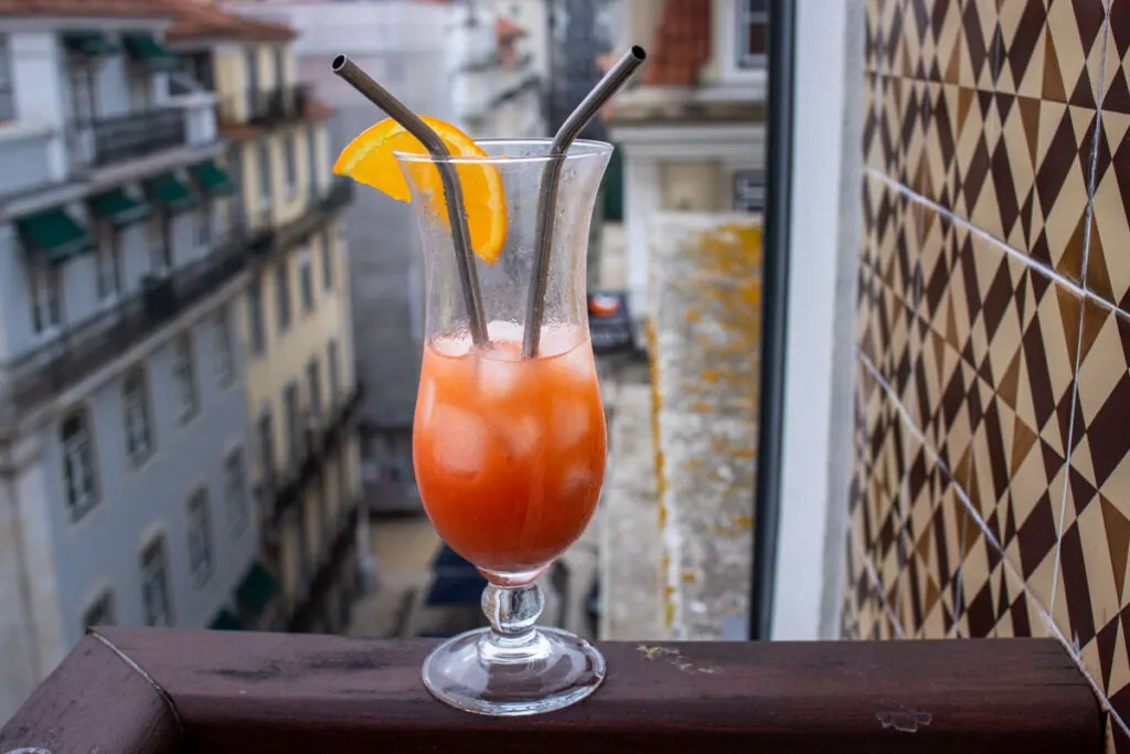 Hurricane Cocktail for Two on Ledge