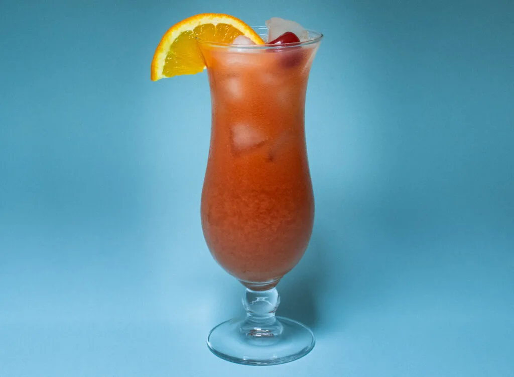 Hurricane Cocktail with Blue Background