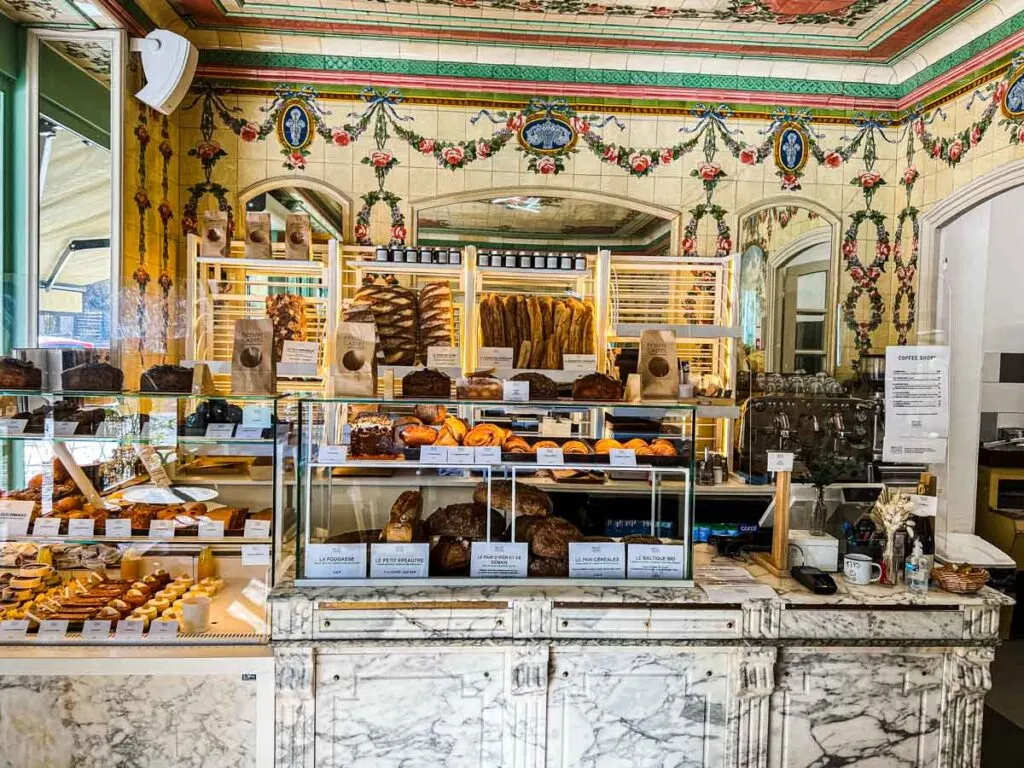 Pastry Counter at Coffee Shop Benoit Castel in Paris