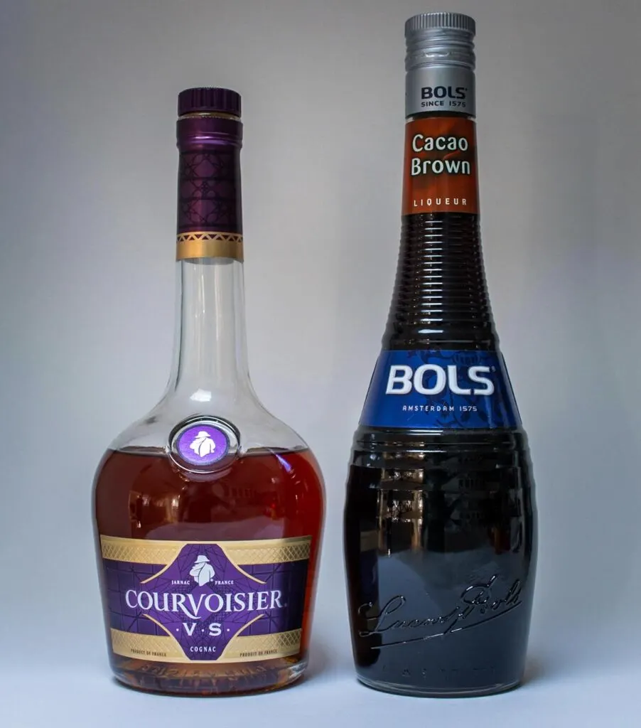 Bottles of Cognac and Creme de Cacao