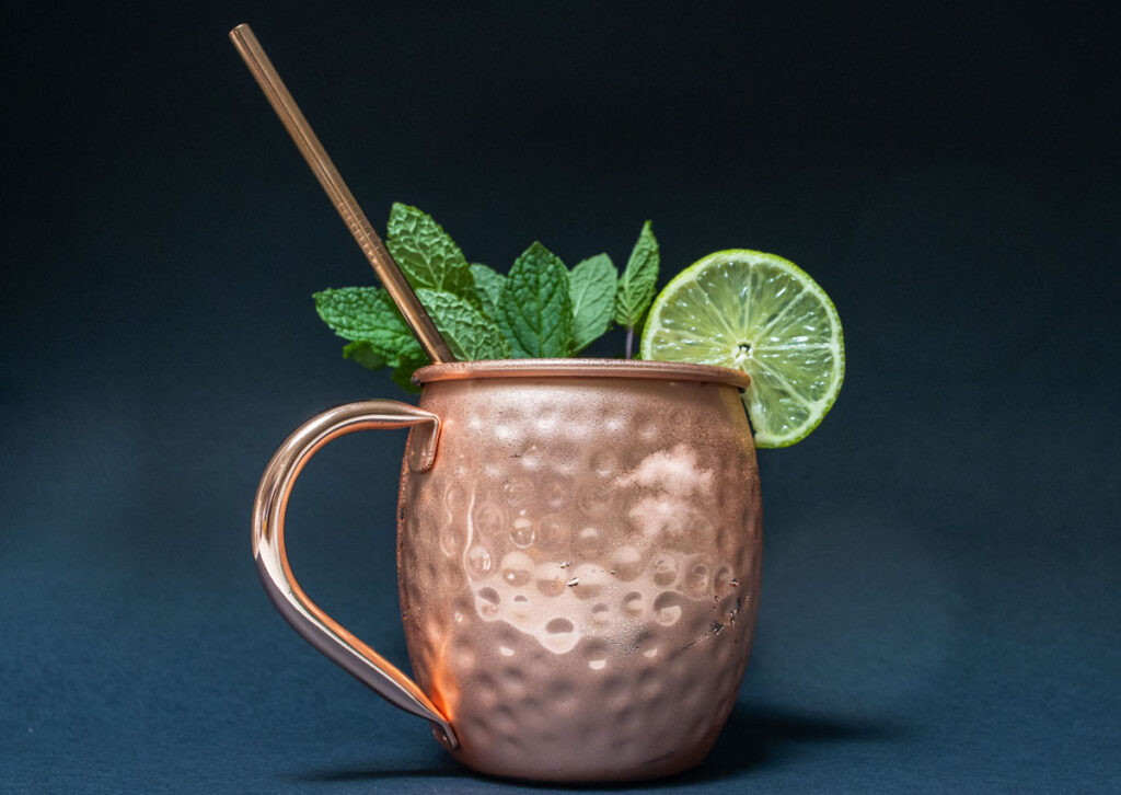 Kentucky Mule with Black Background Up Close
