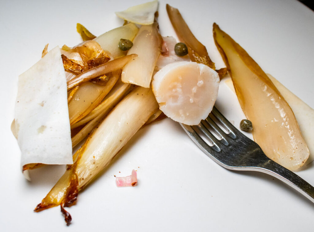 Scallops with Endives and Capers at Le Chateaubriand in Paris