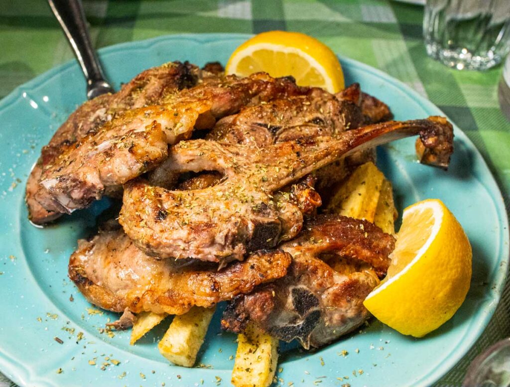 Lamb Chops at Oinopoleion in Athens